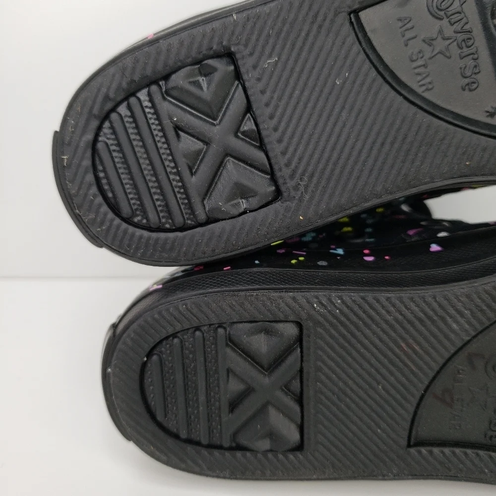 Converse Confetti Hi Top Black Canvas Sprinkles Of Color Sneakers sz 13 Junior.